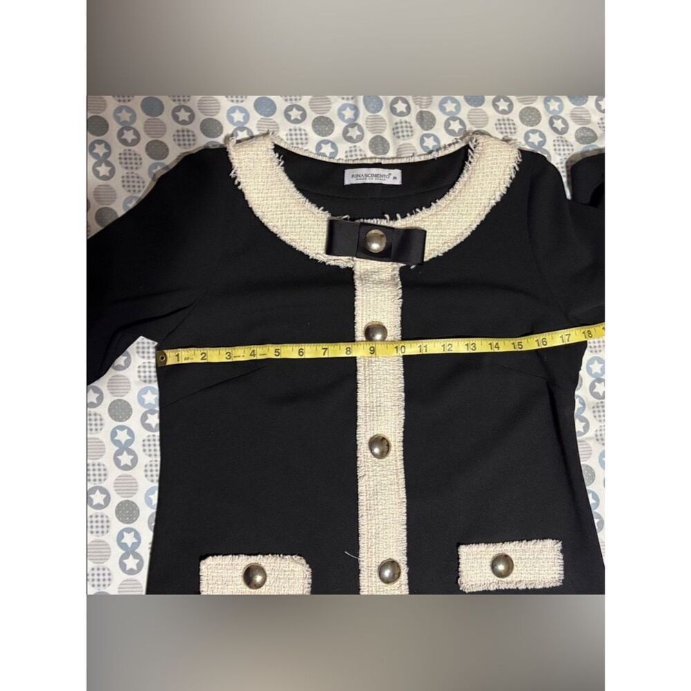 🛍️ Rinascimento Black Mini Dress with Cream Trim - Picture 7 of 8